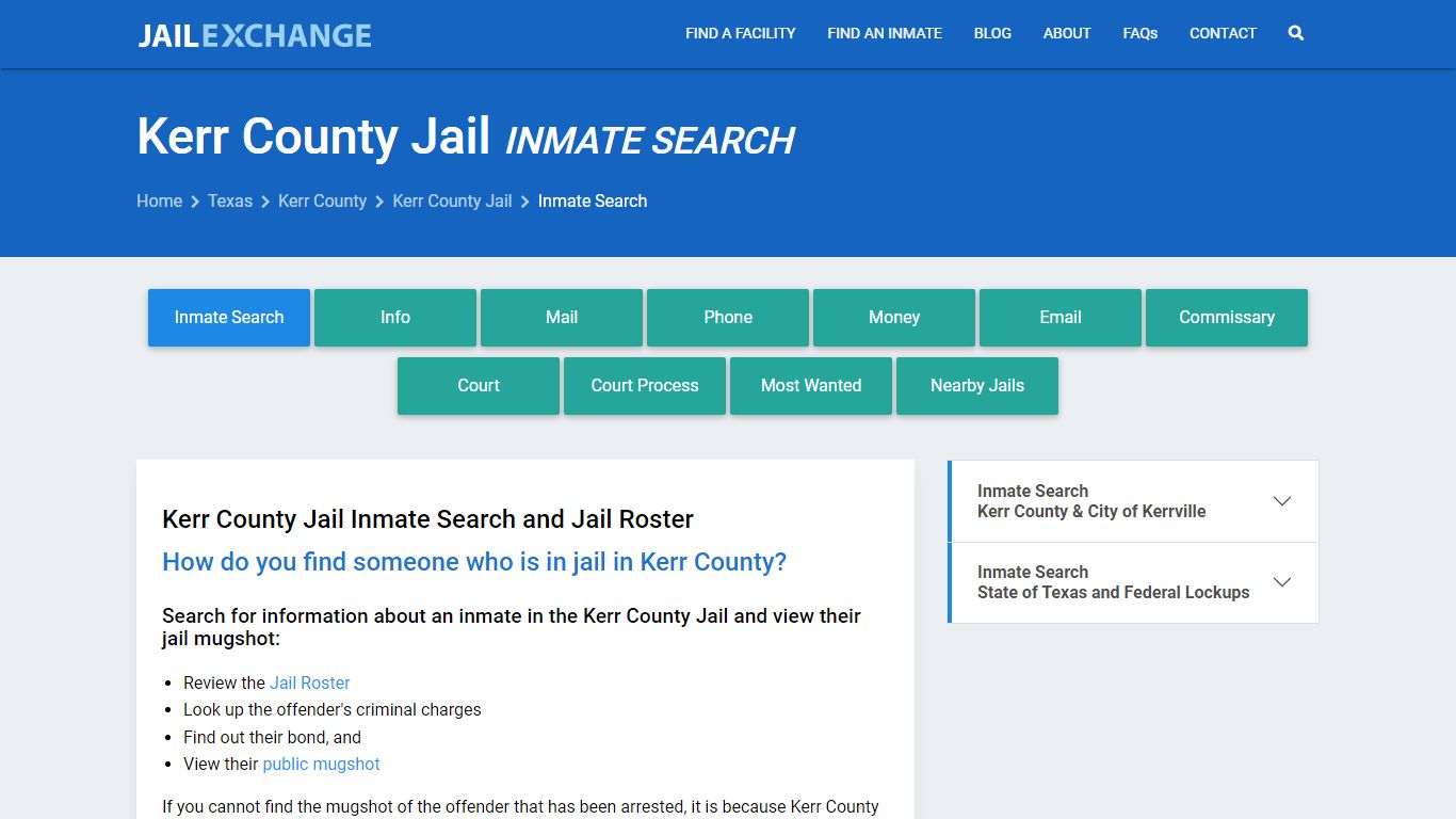 Inmate Search: Roster & Mugshots - Kerr County Jail, TX